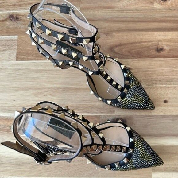 Valentino Rockstud Crystal Camo Kitten Heels Slingback Pump - Picture 8 of 13
